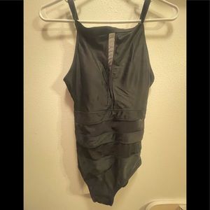 Cute Mesh Black One Piece Swimsuit